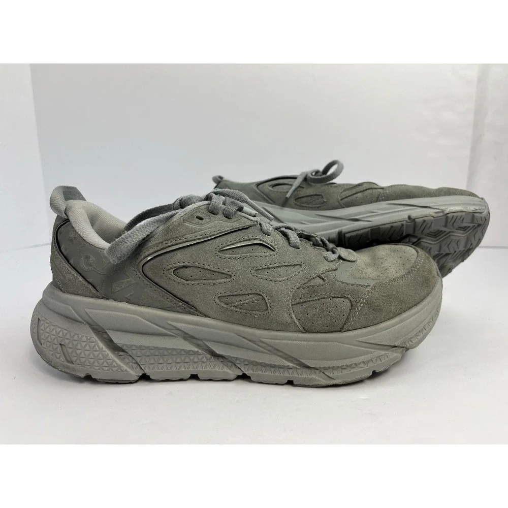 HOKA ONE ONE Clifton L Suede Gray Trail Men's 7.5 / W 8.5 Running Shoes 1122571